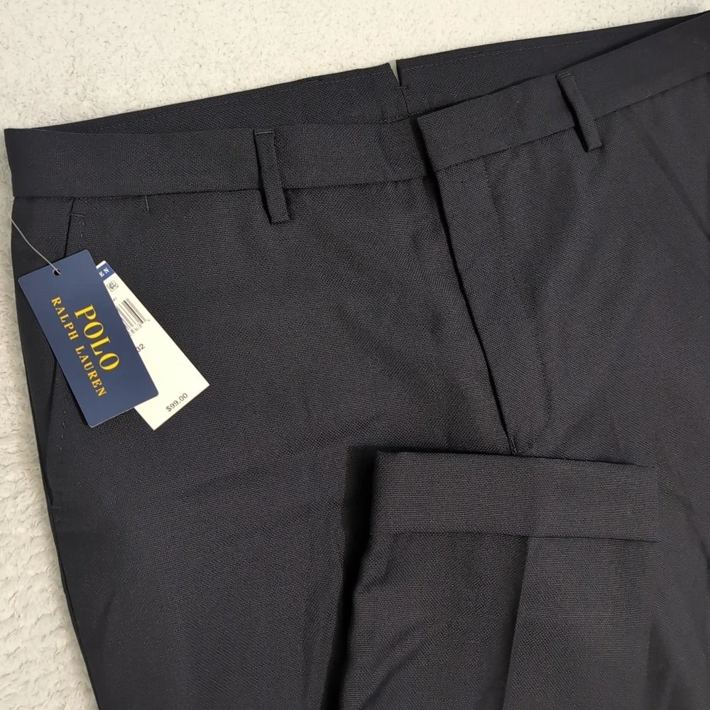 NEW Polo Ralph Lauren Men's 36X32 Wool Blend Cuffed‎ Pants Deep Navy Blue NWT